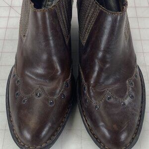 Born~Studded Brown Leather Short Ankle Boots~ Size 8.5